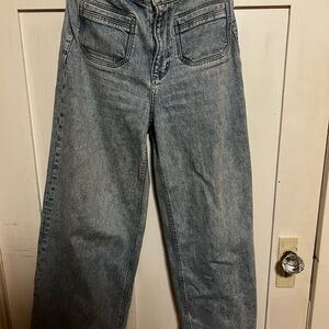 PAIGE Light Wash Wide Leg Jeans